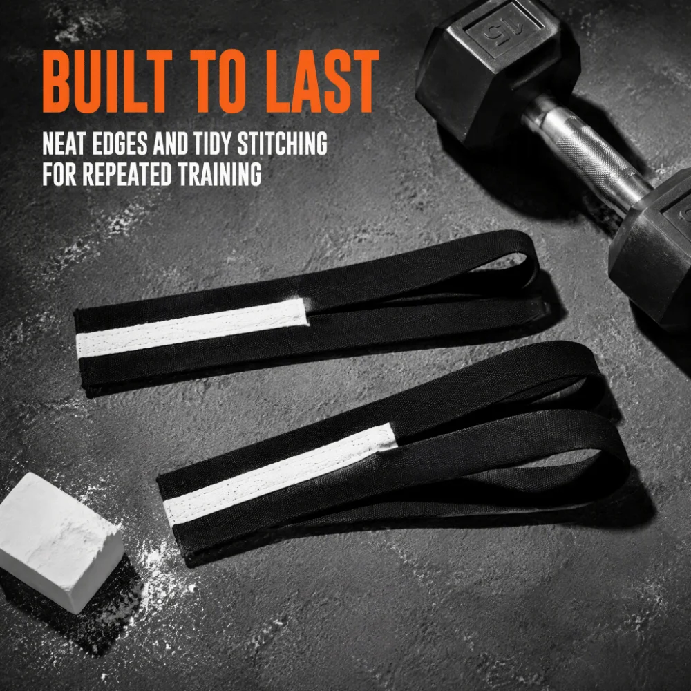 2pcs Durable Pure Cotton Weightlifting Wrist Strap Fine Edging Black Gym Lifting Strap Tidy Stitching Grip Strap Weightlifting