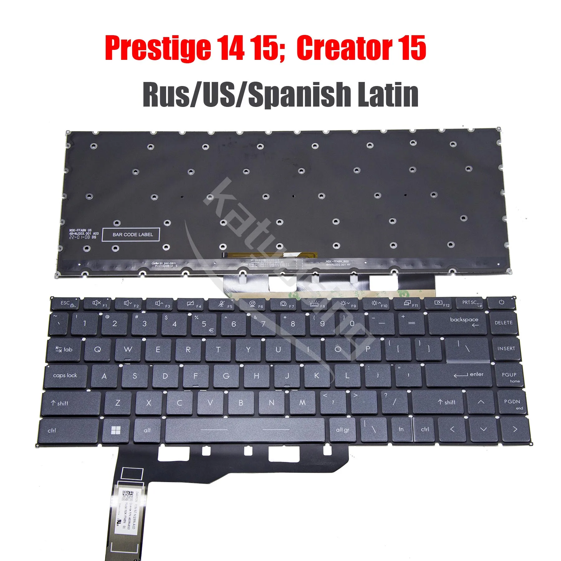 Rus US Spanish Latin Keyboard for MSI Prestige 15 14 Creator 15  Stealth 15M A11UEK A11UEKV A11UE A11SDK MS-1562 A12U