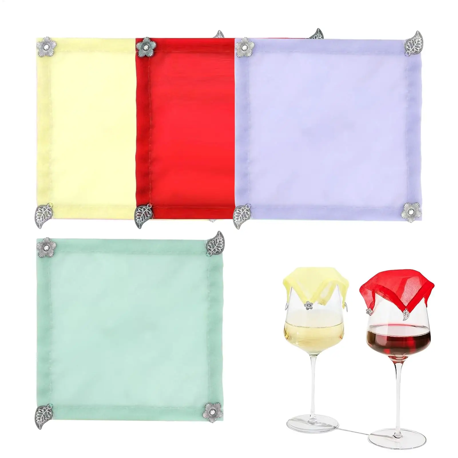 4pcs Weighted Wine Bottle Covers Breathable Screen Lids With Charm for Picnic Wedding BBQ Holiday Home Party Bar