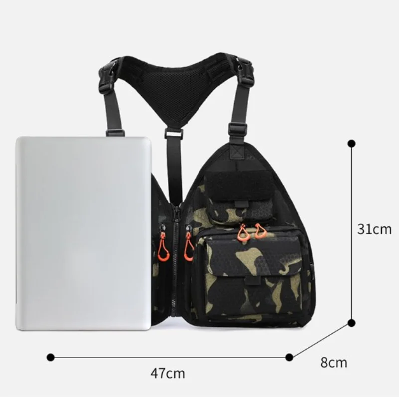 Tactical Camping Fishing Vest Pack Fly Fishing Chest for Women Men Outdoor Mesh Front Rig Adjustable Multifunction Pockets Bag view 6