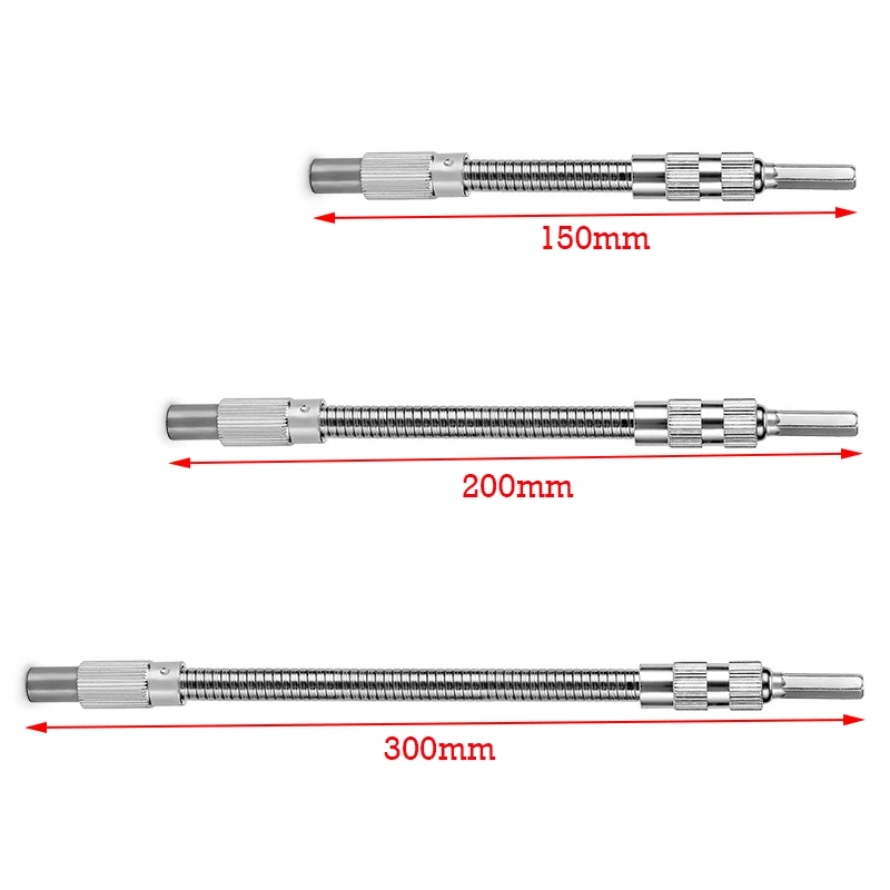 3Pcs/Set Hexagonal Handle Flexible Shaft 150/200/300mm Multifunction Metal Flexible Shafts Bit Holder Screwdriver Extend Rod