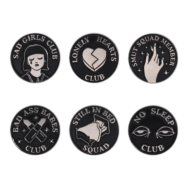 Sad Girls Club Lonely Hearts Club Enamel Pin Smut Squad Member Brooches Lapel Backpack Badge Jewelry Decorative Accessories