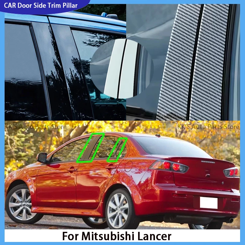 

6Pcs For Mitsubishi Lancer Galant For Proton Inspira Car Pillar Posts Door Window B C Column Trim Decal Cover Stickers Black