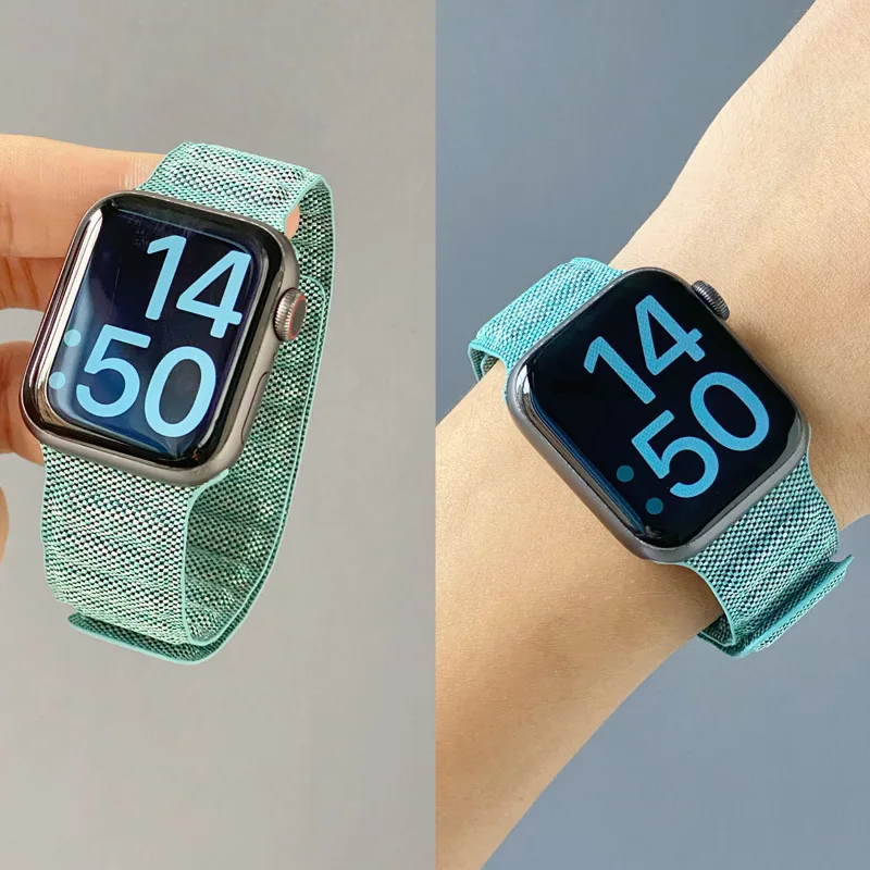 Ремешок джинсовый для Apple watch 40 мм 44 мм 49/45/41/38 мм 42 мм, спортивный Магнитный браслет для iWatch series 9 8 7 se 6 5 Ultra 2