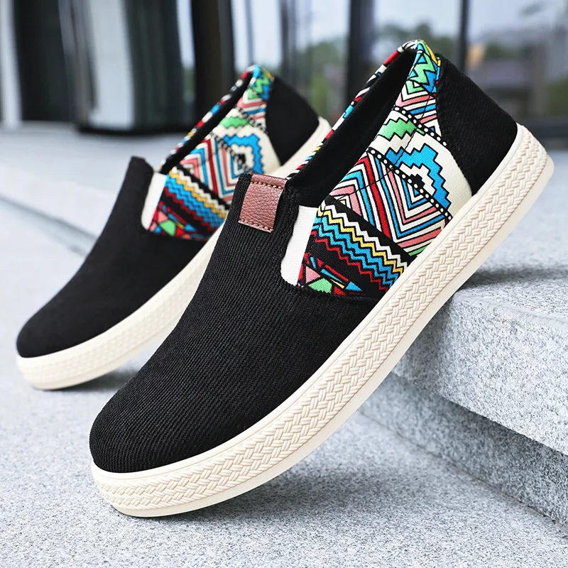 

Men's casual shoes, summer new style cloth shoes, breathable canvas shoes, one-foot wear, ethnic style single shoes