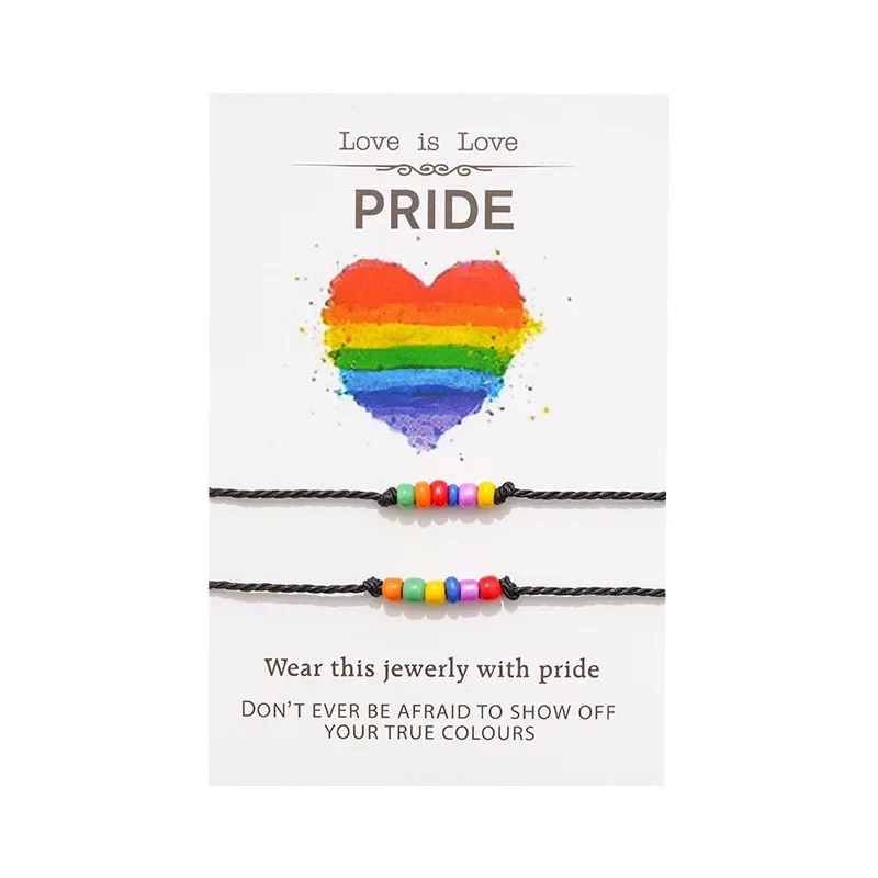 2Pcs Friendship DIY Bracelet Set For Couples Volcanic stone Charm Bead Bangles Women Man Lucky Wish Card Jewelry