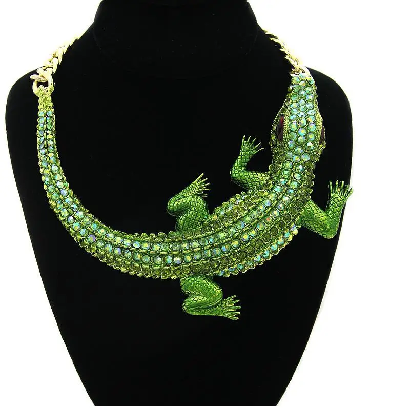 

Halloween burst money ornaments star retro big crocodile styling diamond-encrusted women's collarbone chain necklace fake collar