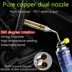 Double Tube Welding Torch Flame Gas Torch Lighter Butane Burner Outdoor Camping BBQ Ignition Flamethrower Grill Tool