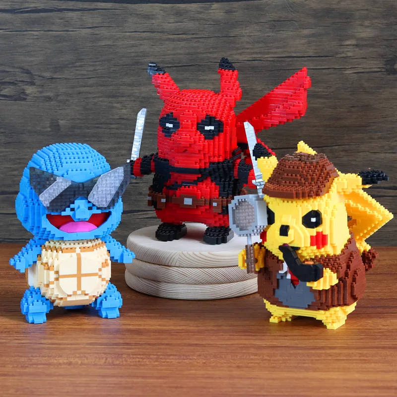 

Строительные блоки серии Pokemon Snorlax Deadpool Pikachu Psyduck Squirtle Togepi DIY 3D модель мини-кирпичные фигурки игрушки для детей