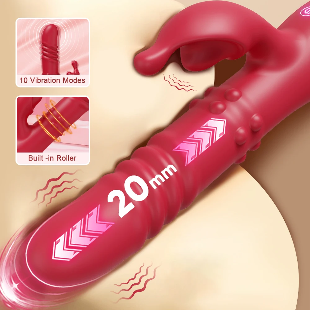 Rabbit Vibrators Thrusting Dildo for Women 10 Vibration Thrust Rotating Mode Clit G Spot Stimulator Sex Toys for Couple Pleasure