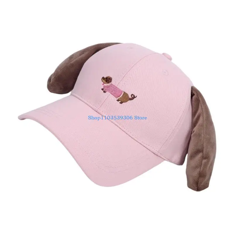 

400A Cartoon Baseball Hat with Squeaky Ear for Girls Embroidery Sports Hat For Outdoor Activities Fun Photo Props