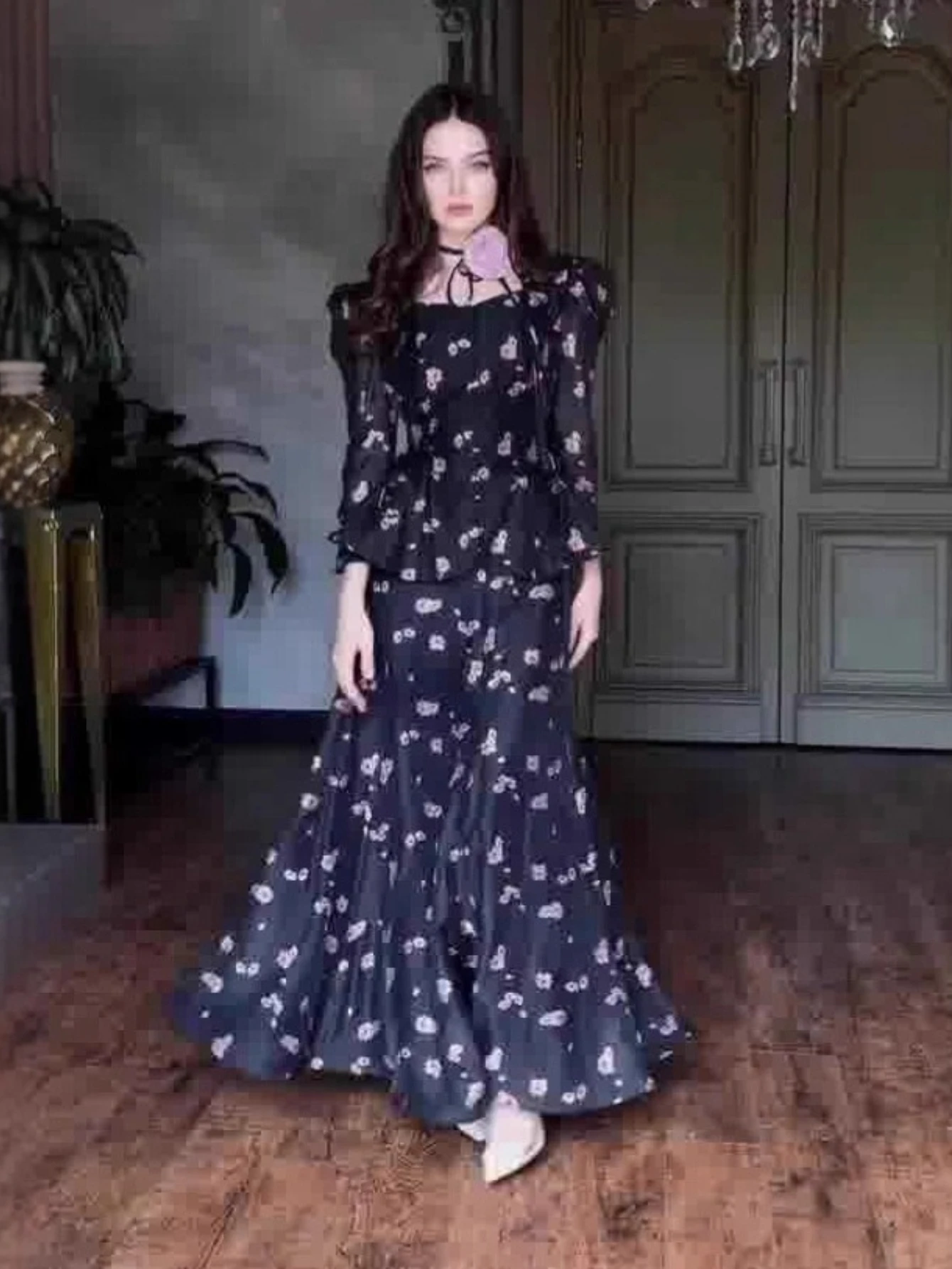 

Ид женский комплект из 2 предметов с цветочными пуговицами, дворец, ретро мусульманские комплекты, Джалабия, Рамадан, ислам, арабский длинный халат, марокко, Дубай, кафтан 2026