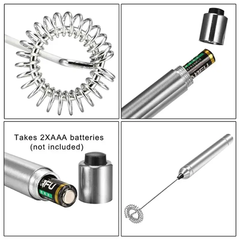 الفولاذ المقاوم للصدأ الحليب Frother الكهربائية المحمولة خلاط خلاط الحليب رغوة صانع U1JE