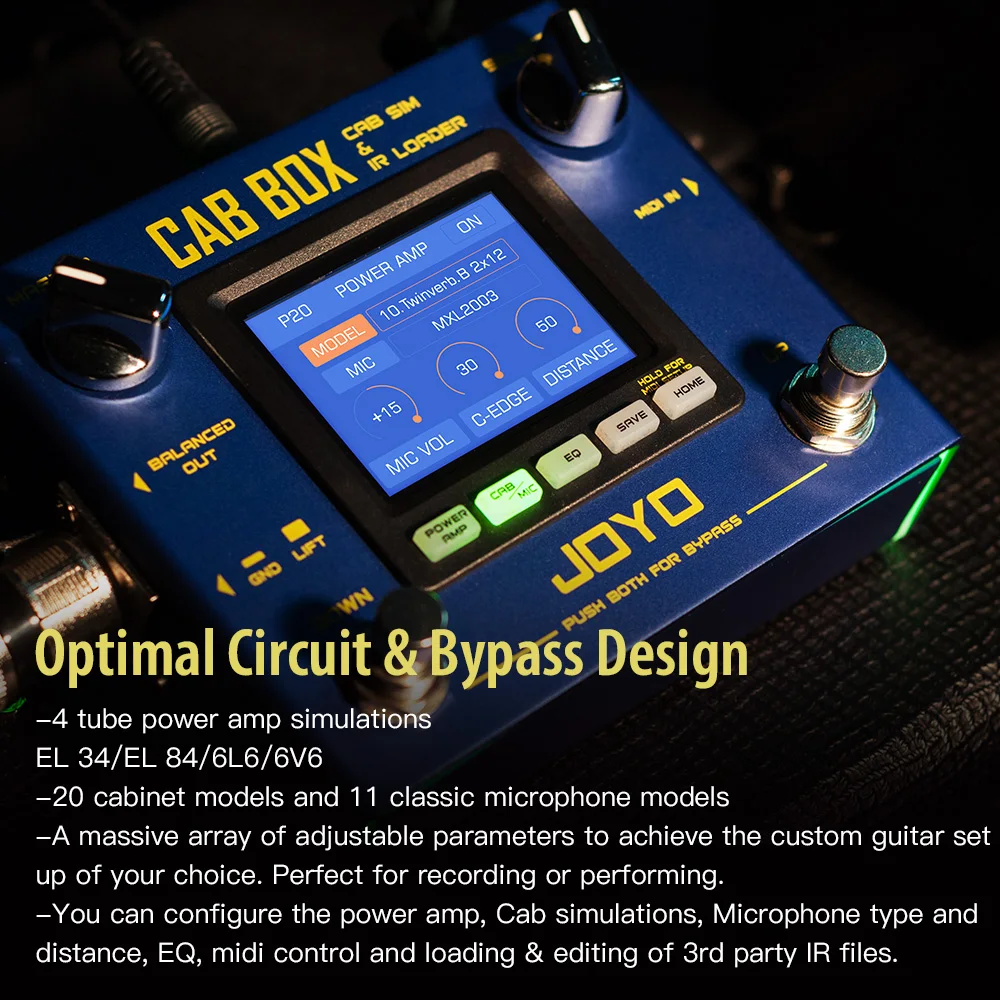 JOYO R-08 CAB BOX Cab Simulator Guitar Pedal 20 Cabs 11 Mics 4 Power Amps IR Loading 128 Presets XLR Out MIDI In Headphone view 4