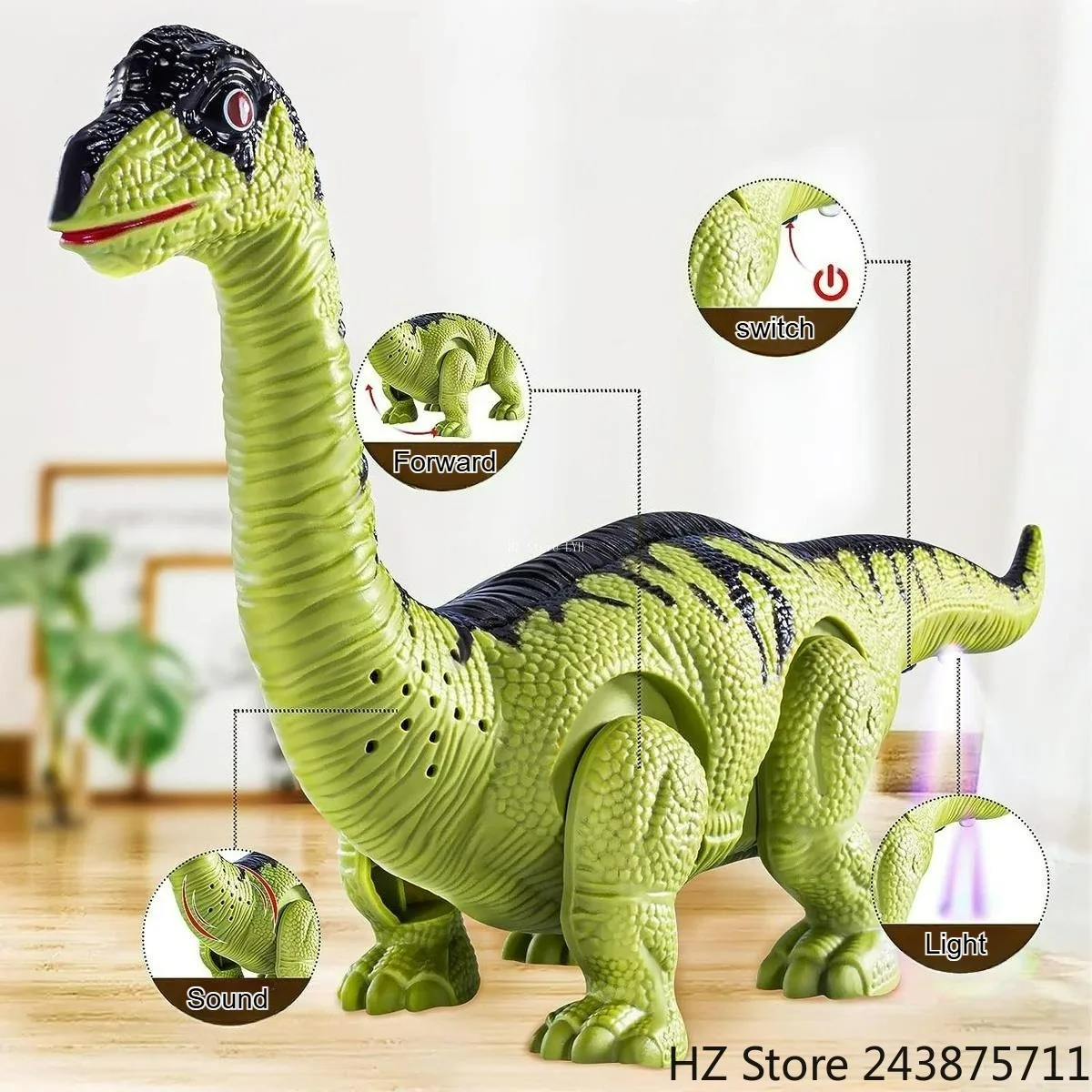 

Electronic Brachiosaurus Walking Dinosaur Toys Projection Up Sound & Light Effect Dinosaur Electronic Walking Robot Dinosaur