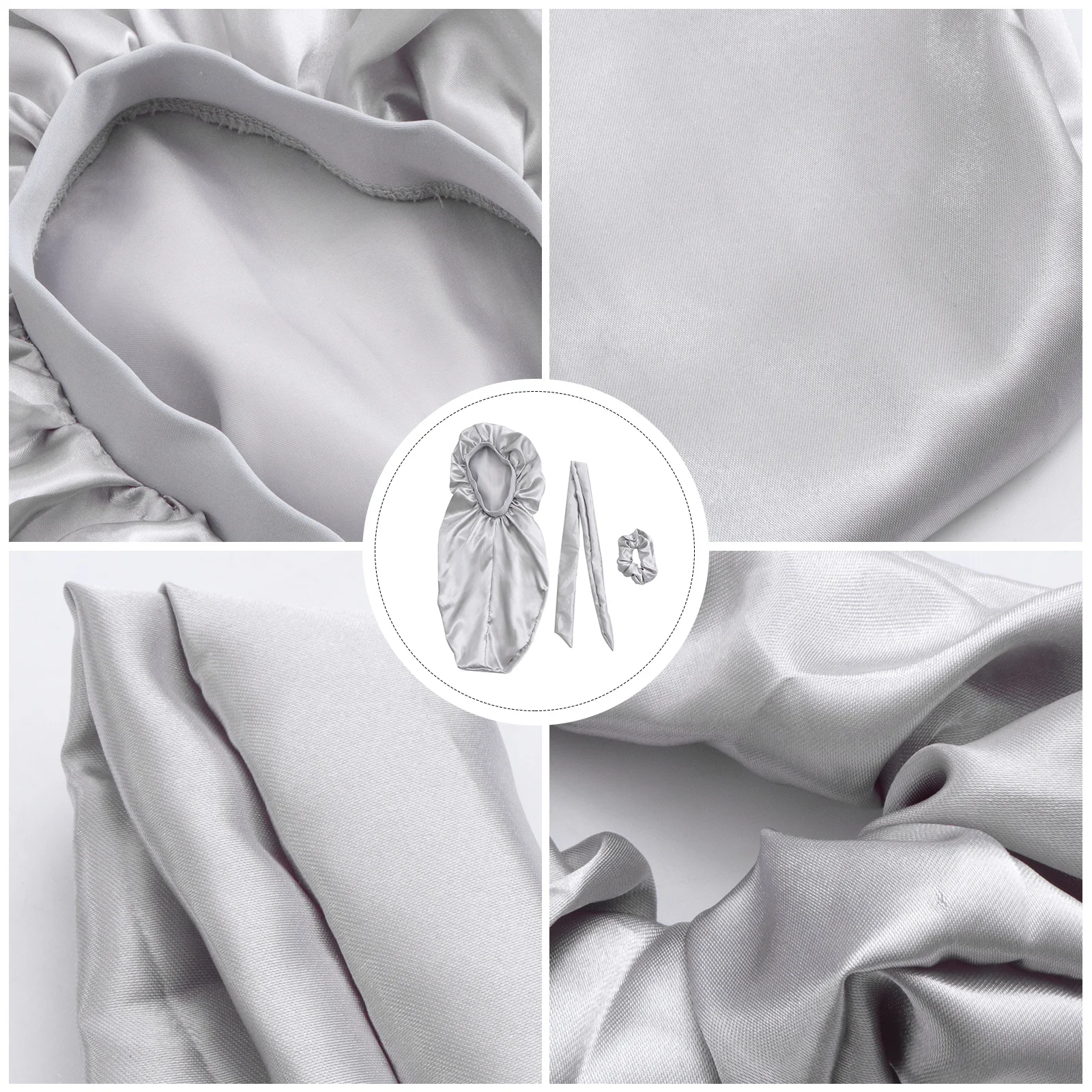 

3 pcs Satin Bonnet Night Sleep Cap For Women Elastic Band Hair Wrap Sleeping Cover Moisture Protection Bedding Safe