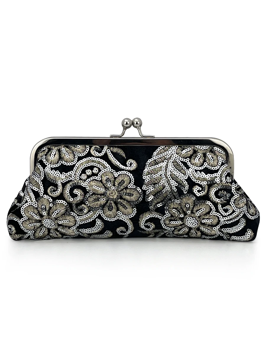 Velvet Cheongsam Bag Bridal Vintage Dinner Handbag Prom Cocktail Party Evening Clutch Embroidered Chain Purse