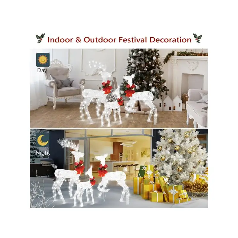 3 قطعة 54x20x122 سنتيمتر 30 فولت 3.6 واط الأسرة الأيائل الأبيض الإطار خيط القطن مسحوق البصل الأخضر حديقة الأيائل ديكور #6