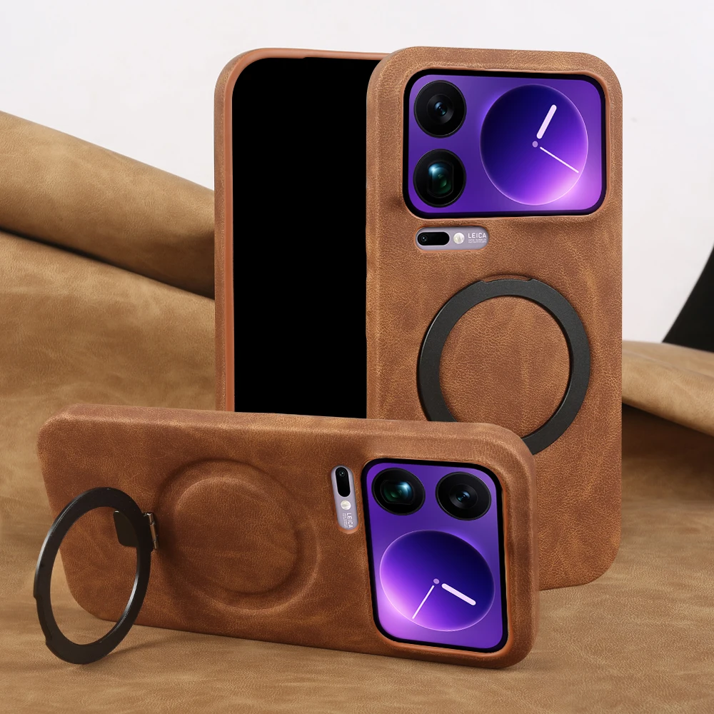 

Luxury Leather Magnetic Bracket Holder Phone Case For Xiaomi 17 Pro Max 15 15S 14 Ultra 14T 13 13T 12 12S 12T 11 Pro Cover Funda