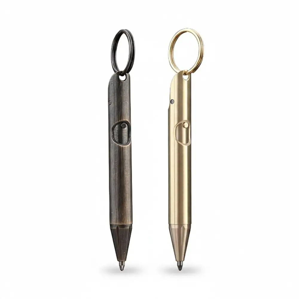 New Brass Mini Ballpoint Pen with Keychain Portable Pocket Pen Writing Pen Travel