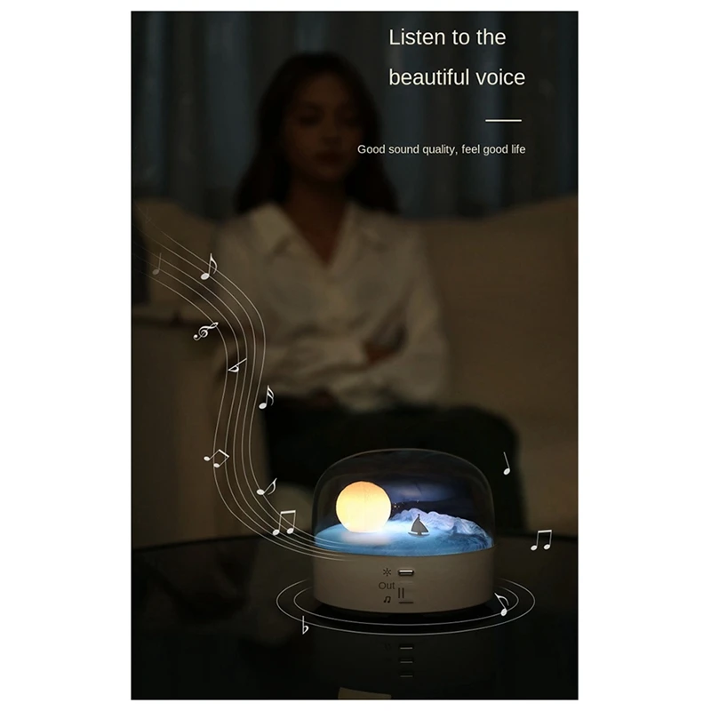 Night Light Bluetooth Speaker Bedside Lamp Moon Atmosphere Lamp 2 In 1 Bluetooth Music Lamp Rechargeable LED Lamps