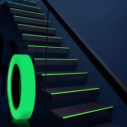 1 Roll1CM * 3M Nastro luminoso Adesivi di avvertimento antincendio per scale Adesivo di avvertimento anti-collisione fluorescente verde da palcoscenico Nastro luminescente