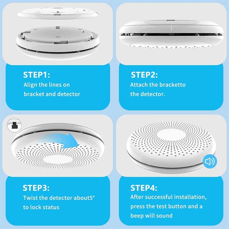 Stand-Alone Fumo Composto e CO Alarme Sensor, Detector de Fumaça Indutiva, Bateria de Segurança, 10 anos