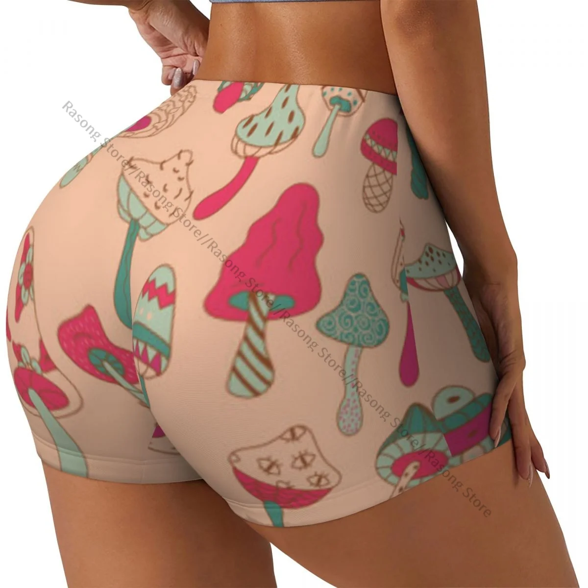 

Spandex Yoga Shorts for Women Colored Mushrooms Workout Booty Shorts