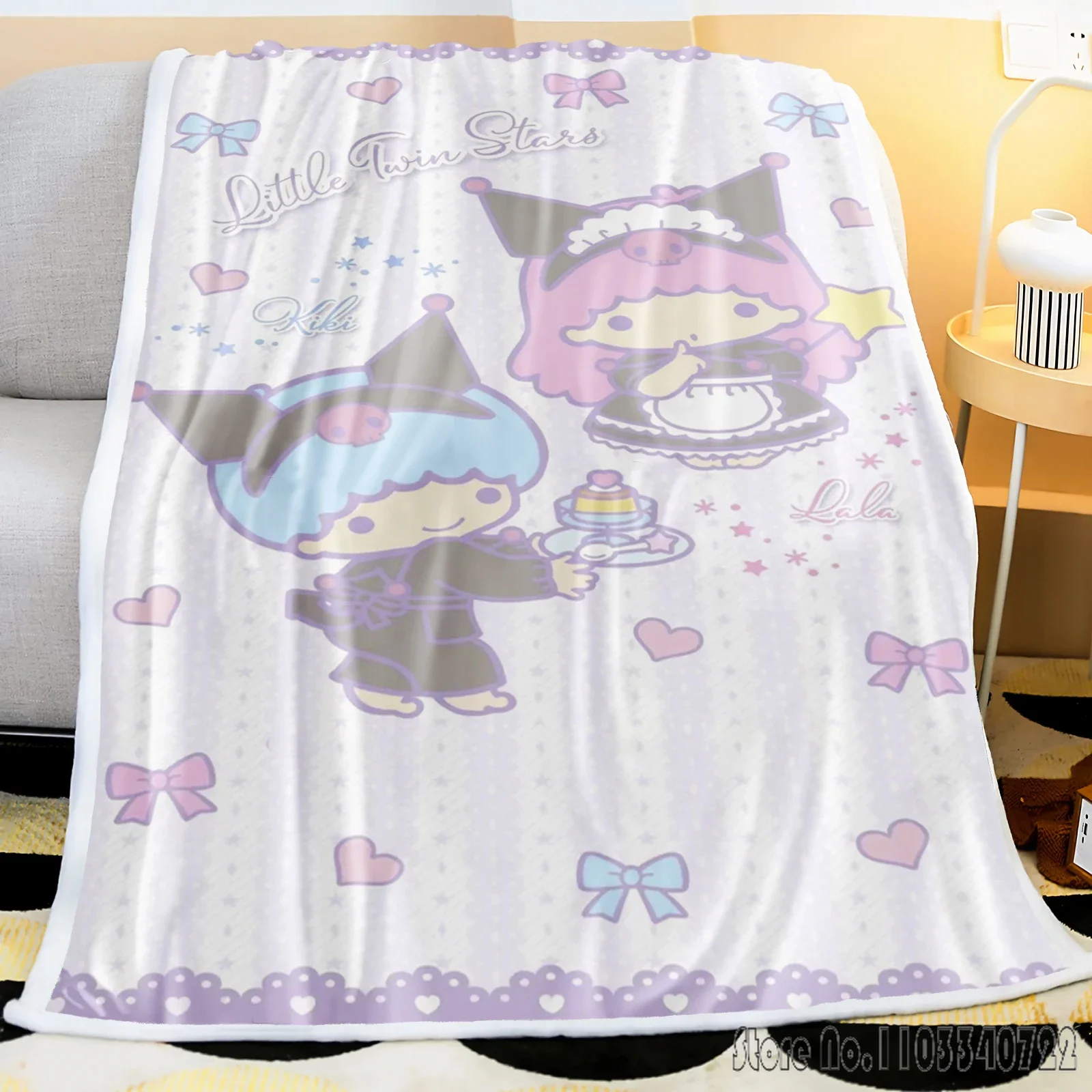 Little Twin Stars Cartoon Fluffy Blanket Children Weighted Fluffy Throws Dream Cartoon King Size Printed Luxury Nap Throws