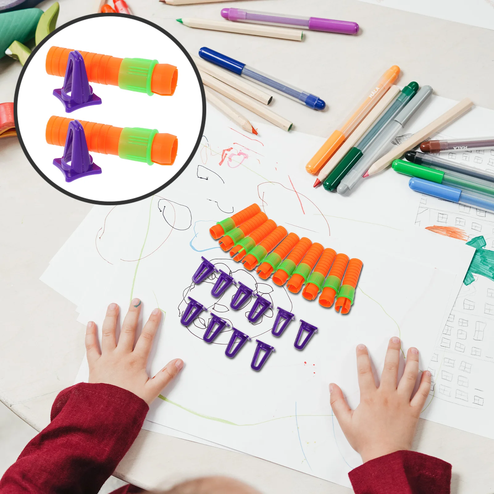 

10pcs Oil Pastel Extender Crayon Lengthener Drawing Tool Twistable Connector For Chalk Holder Plastic Pencil