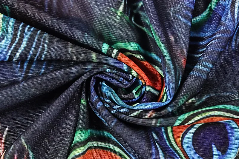 Doorzichtige mesh bedrukte bodycon maxi feestjurk dames coltrui volledige mouw slanke nachtclubwear verjaardagsfeestje lang gewaad