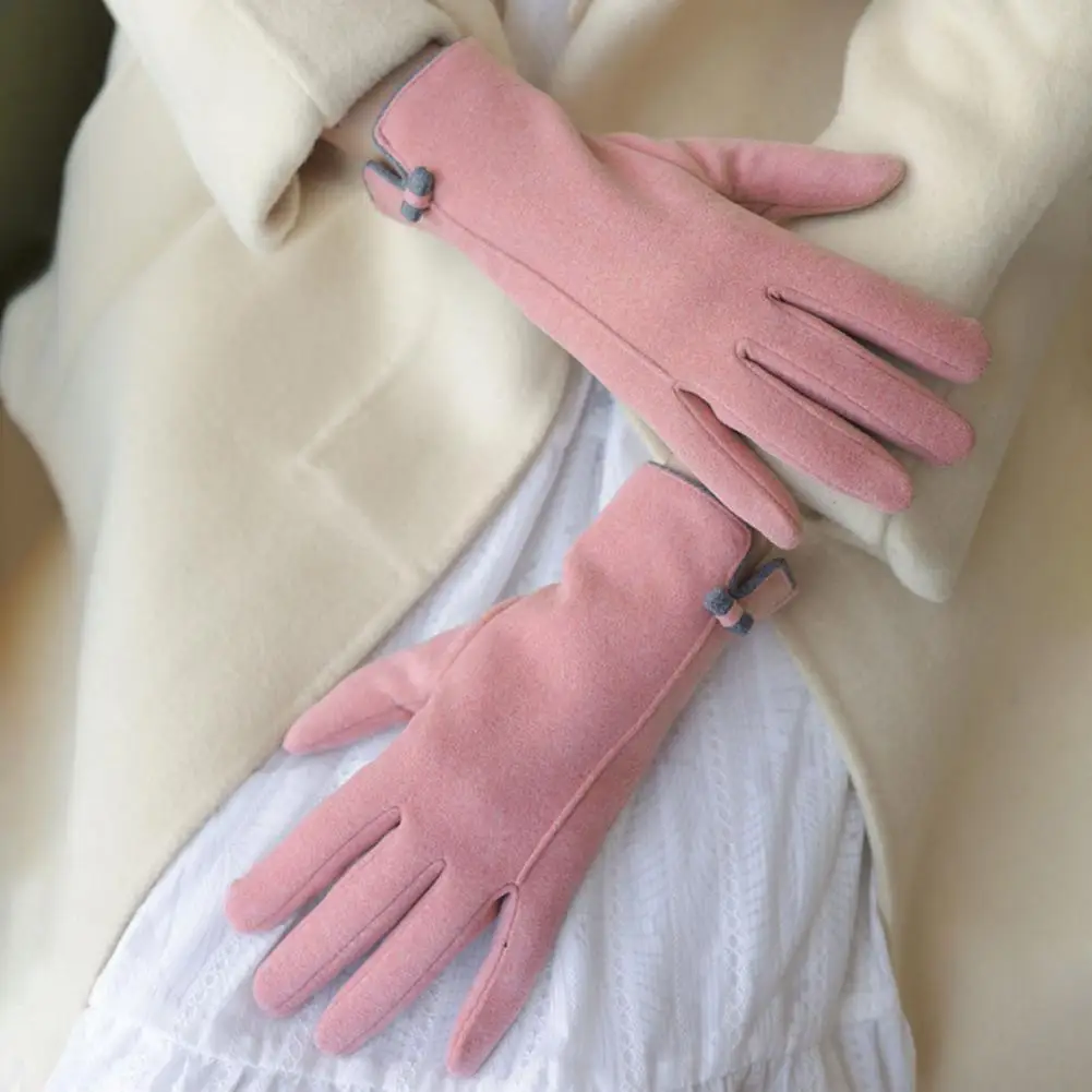 Gants d'hiver pour femmes, 1 paire, élégants, couleur unie, lavables, cyclisme, équitation, pour OL