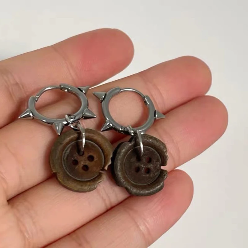 Pendientes de botón irregulares bohemios para mujer, accesorios de dijes de moda, pendientes de aro Punk, pendientes de moda coreana