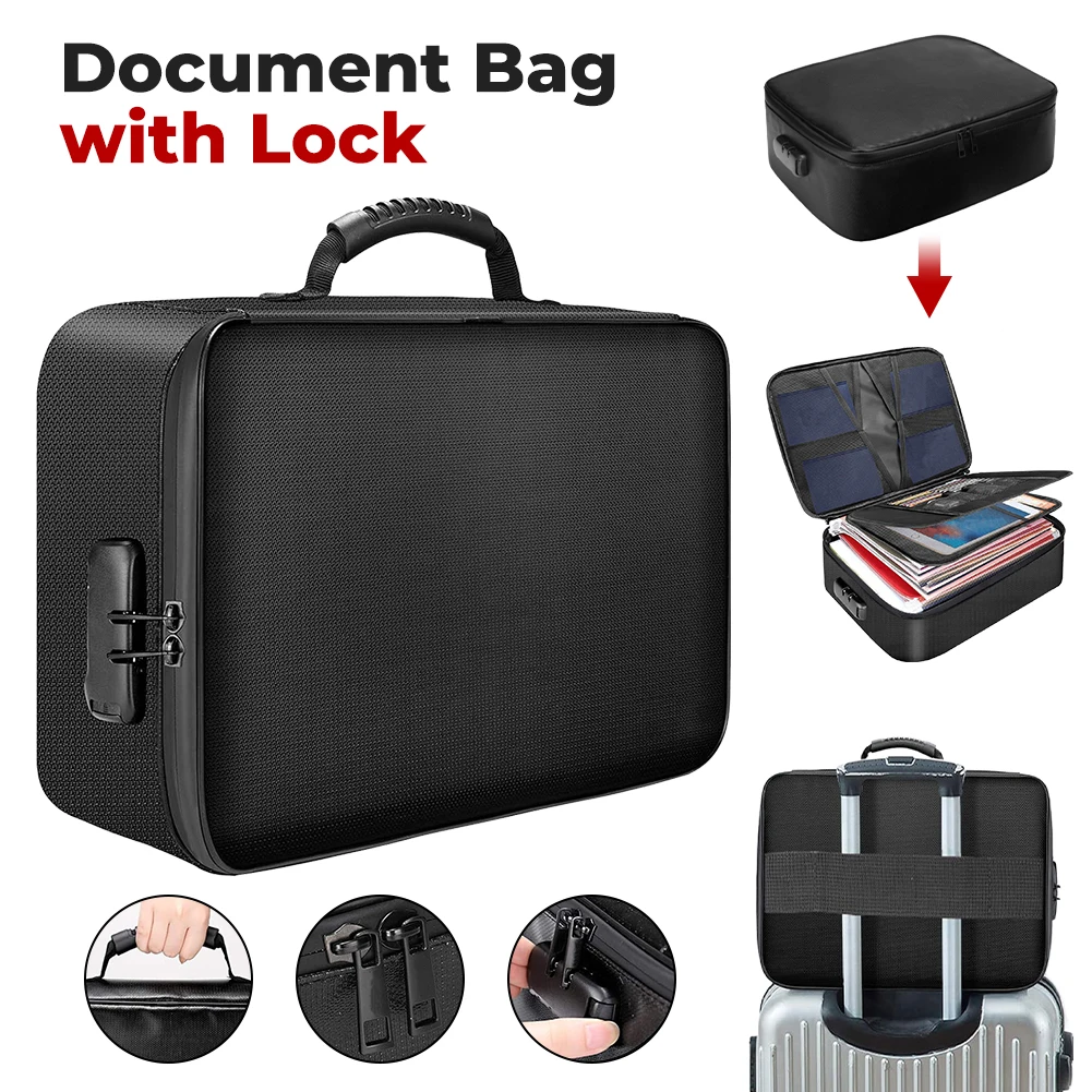 

Огнестойкий кейс для хранения документов с водонепроницаемой молнией, органайзер для ноутбука, паспорта, сертификатов и карт