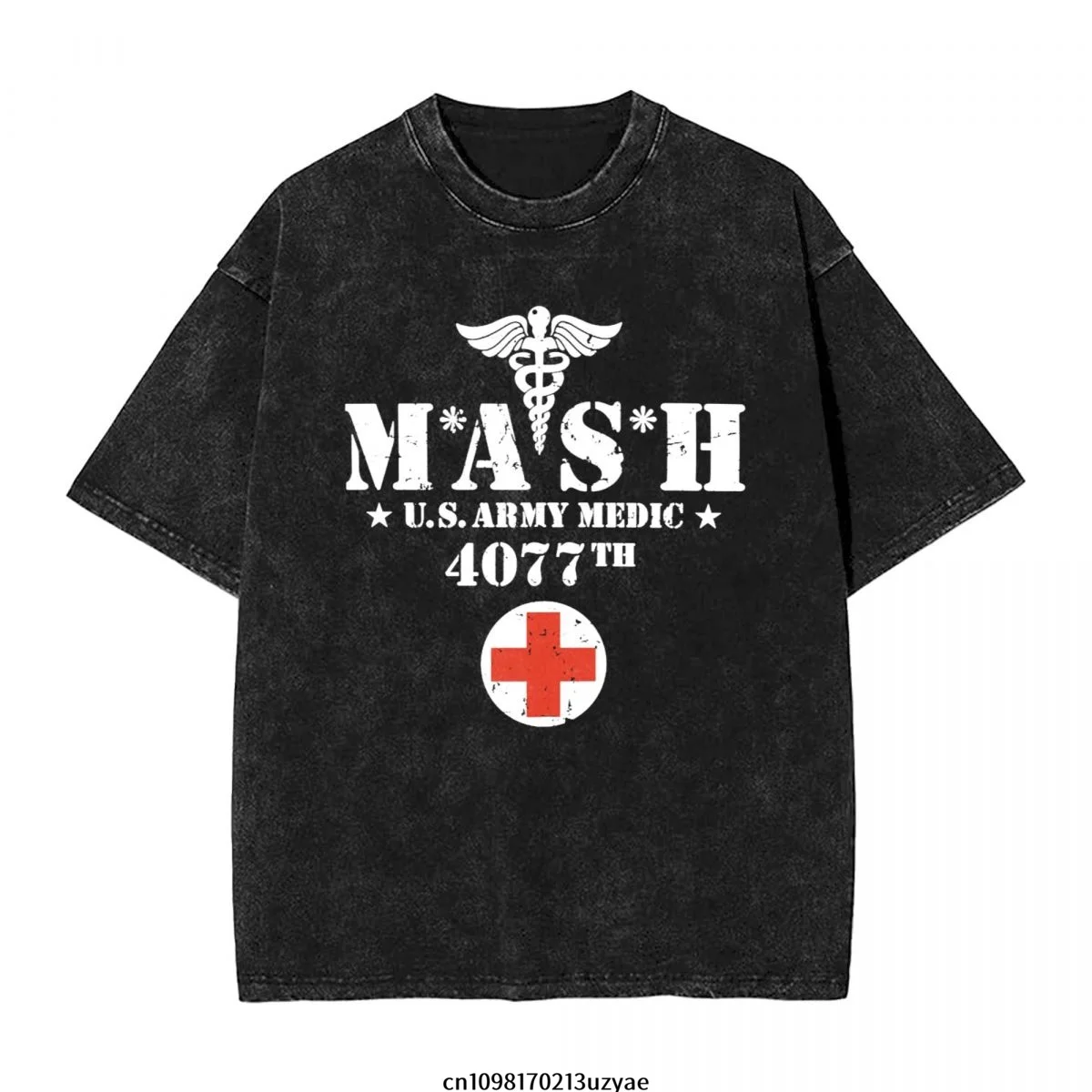 

MASH 4077th Tv Division Men's Vintage Cotton Short Sleeve T-Shirt Summer Hip Hop Tee shirt