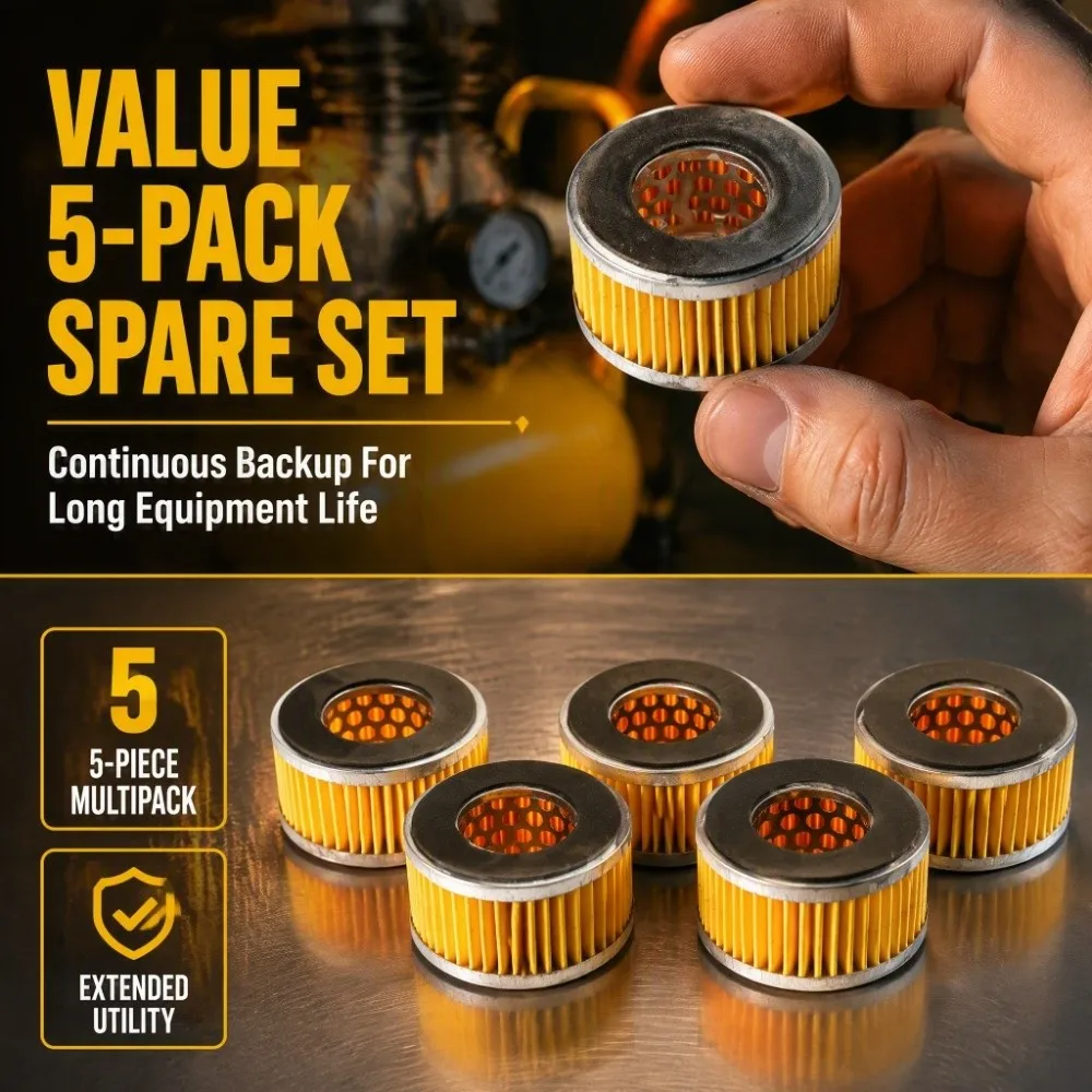 5PCS Reinforced Metal Edging Air Compressor Intake Filter Efficient Filtration Leak Proof Seal Air Compressor Filter Element