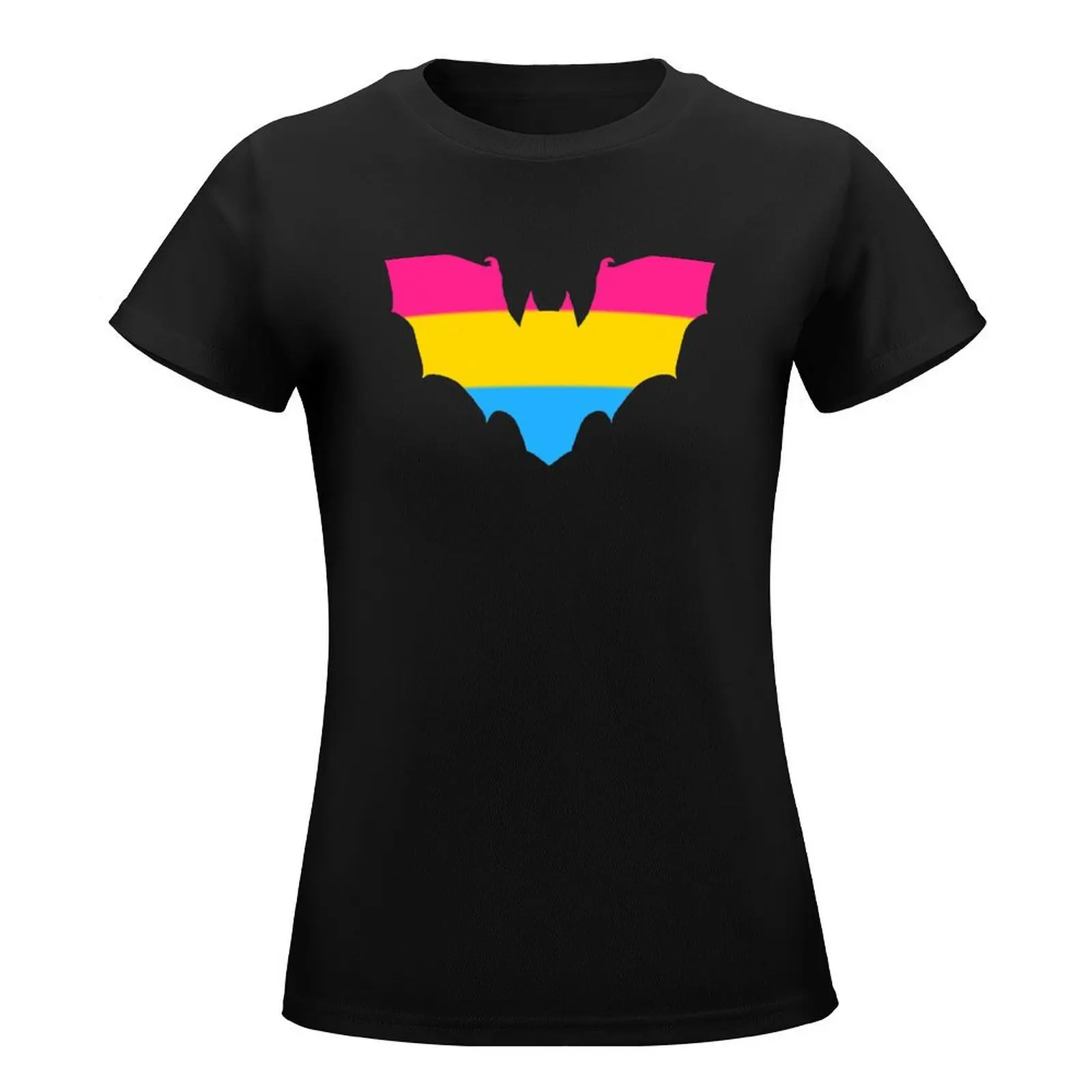 Pansexual Pride Bat T-Shirt vintage clothes oversized hippie clothes black t shirts for Women