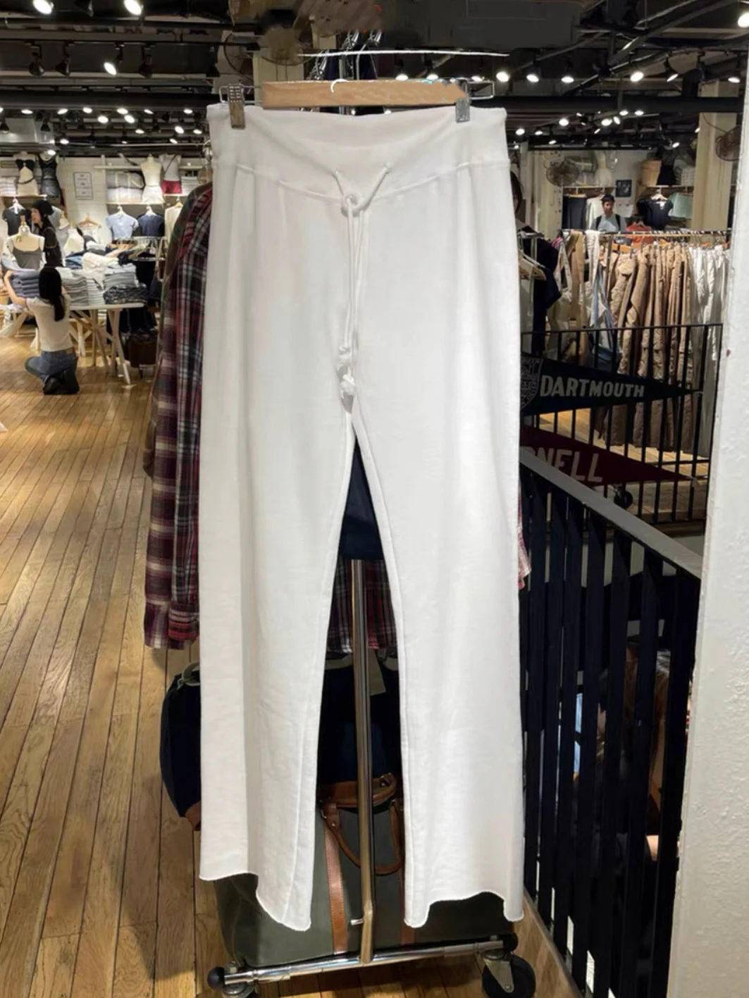 Drawstring Raw Hem White Straight Long Pants 2023 Sweet Cute High Waist Raw Hem Trousers Summer Casual Sport Sweatpant Chic