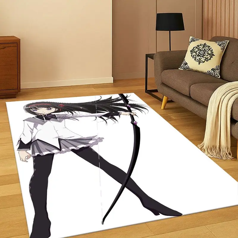 Cute Puella Magi Madoka Magica Cartoon Living Room Non-Slip Area Rug Soft Carpet for Bedroom Playroom Sofa,Home Decor Doormat