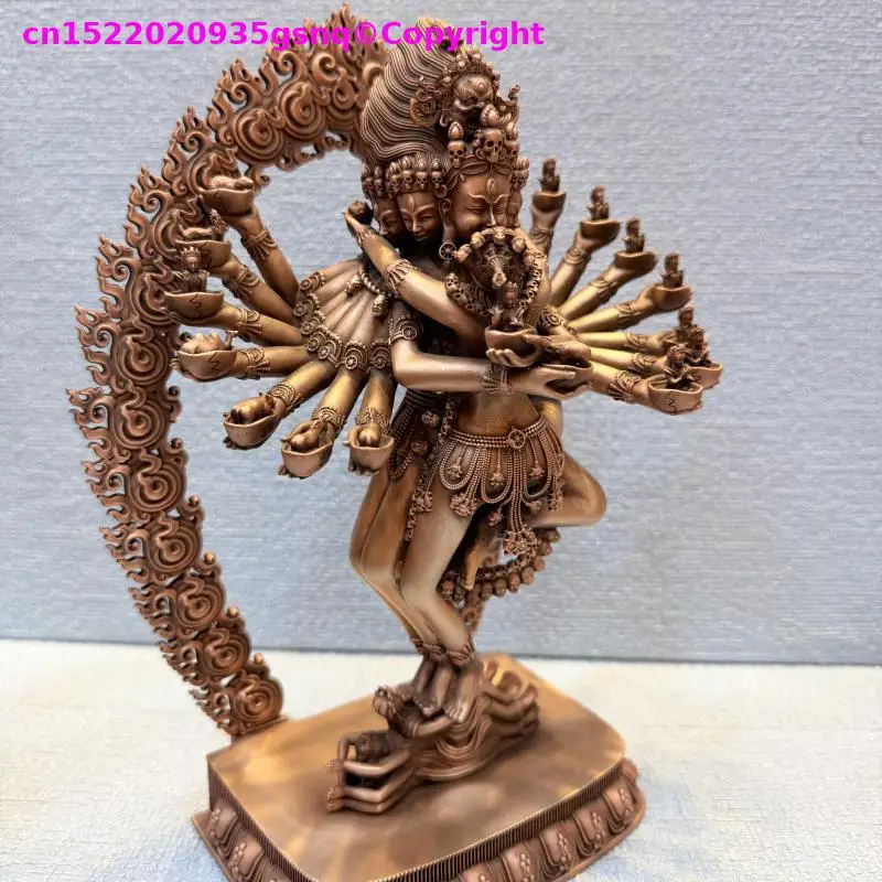 23cm Blissful Vajra Deity Hevajra Tantra Heruka buddha rare tibet Nepal Copper Buddha statue copper sculpture lama monk enshrine