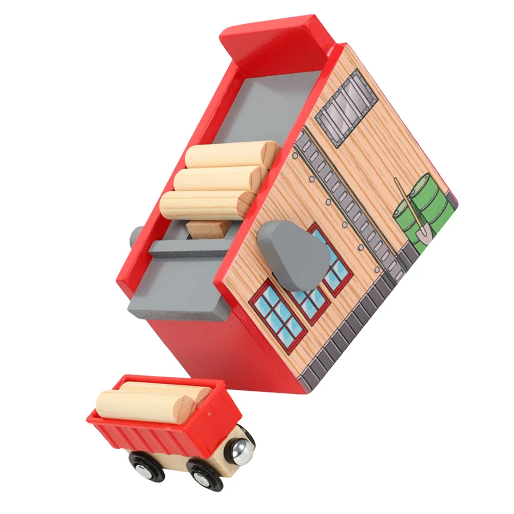 1 Juego de Accesorios de Madera para Trenes, Juguete Educativo de Madera Natural, Simulación de Transporte de Leña, Desarrollo Cognitivo Infantil