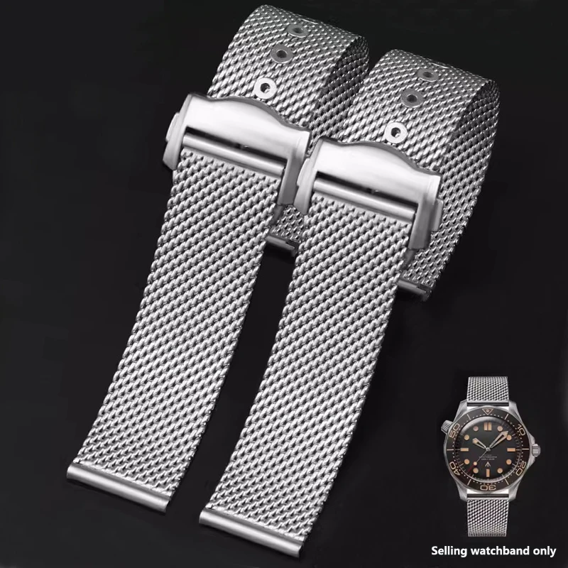 Milan Steel Mesh Watchband for Omega 007 Seahorse 300 Observatory 20mm for Breitling IWC Replace Universal Watch Strap