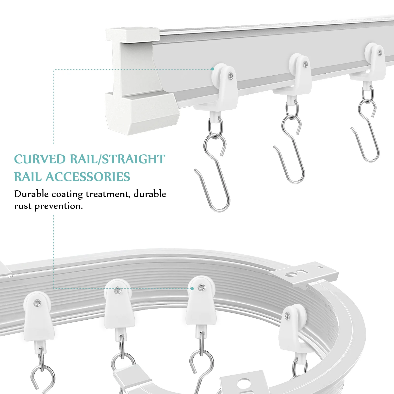 30 Stuks Gordijnen Accessoires Track Zweefvliegtuig Rollen Voor Gordijnen Haak Katrol 350X140X130CM Haken Met