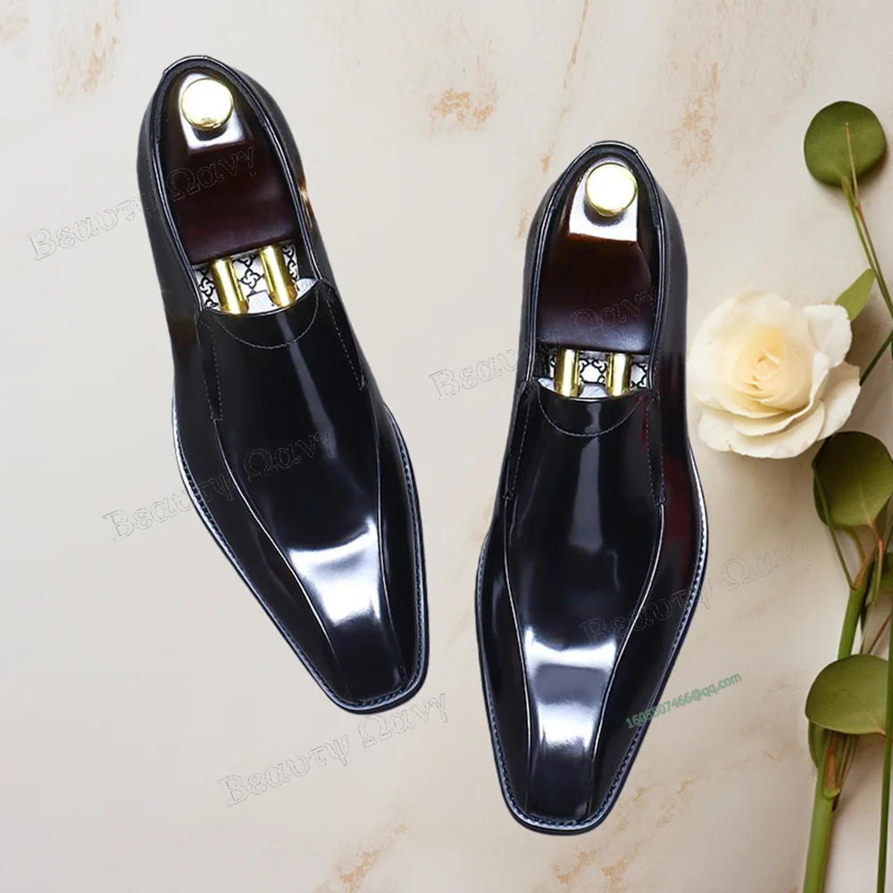 أسود براءات الاختراع والجلود خياطة حذاء رجالي النفط مثل الجلود مضخات جولة تو الرجال فستان أحذية السادة الانزلاق على أحذية الحفلات حجم كبير 47 #1