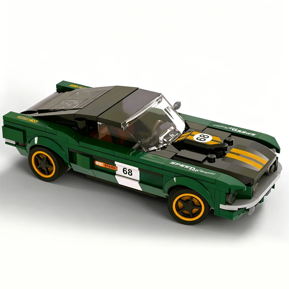 Image of MOC Geschwindigkeit ​ ​ Serie 1968 Rennwagen Erste Generation Modellbausatz DIY Modulares Auto-Montage-Spielzeug Sammlerstück für Erwachsene Geschenk