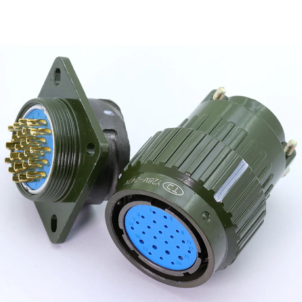 1set Male+Female Army Green Y28M Series Fast Buckle Aviation Industry Connector 4/7/8/10/12/14/19/24/32/37Pins Plug Socket