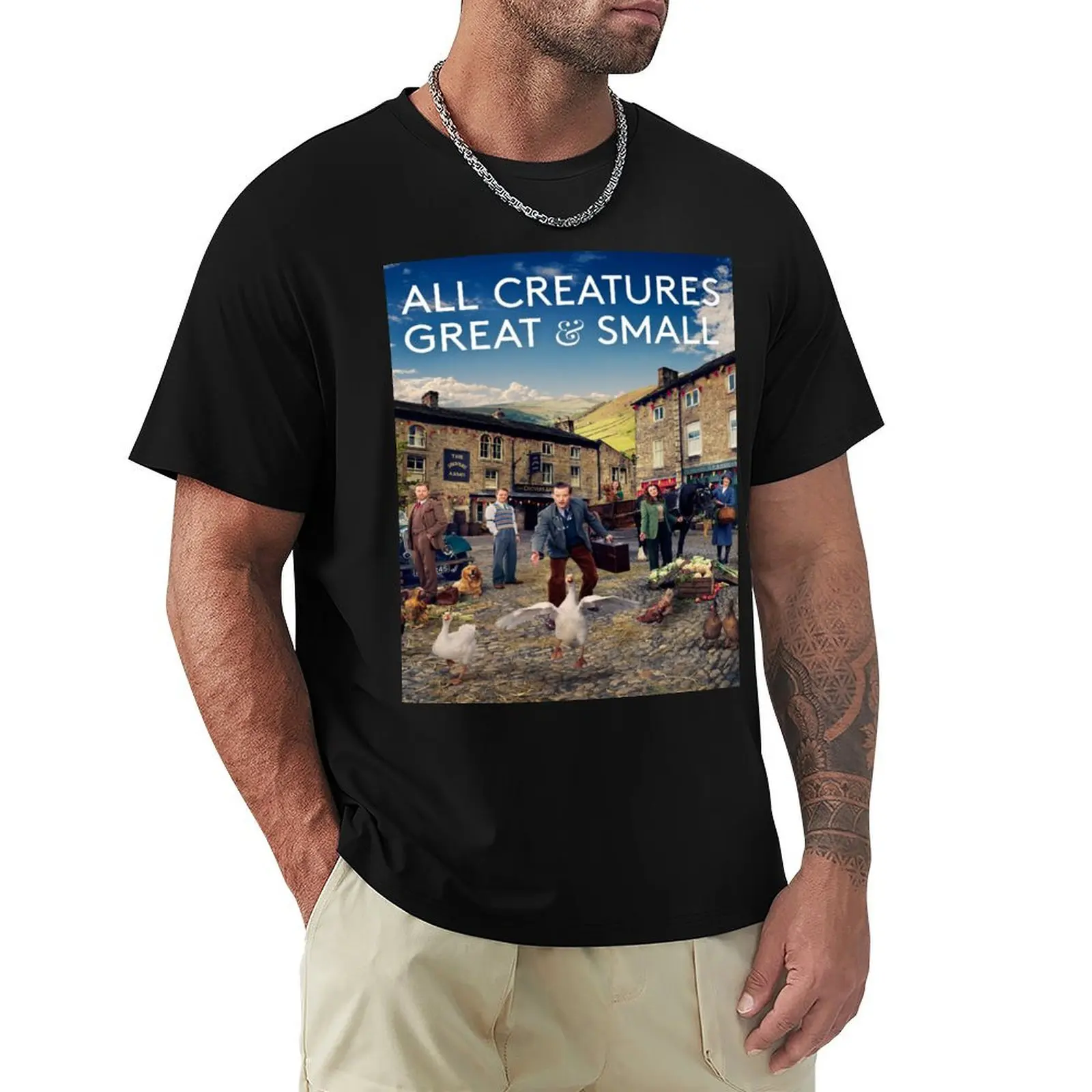 All Creatures Great and Small family T-Shirt Vintage Print Crew Neck Tee