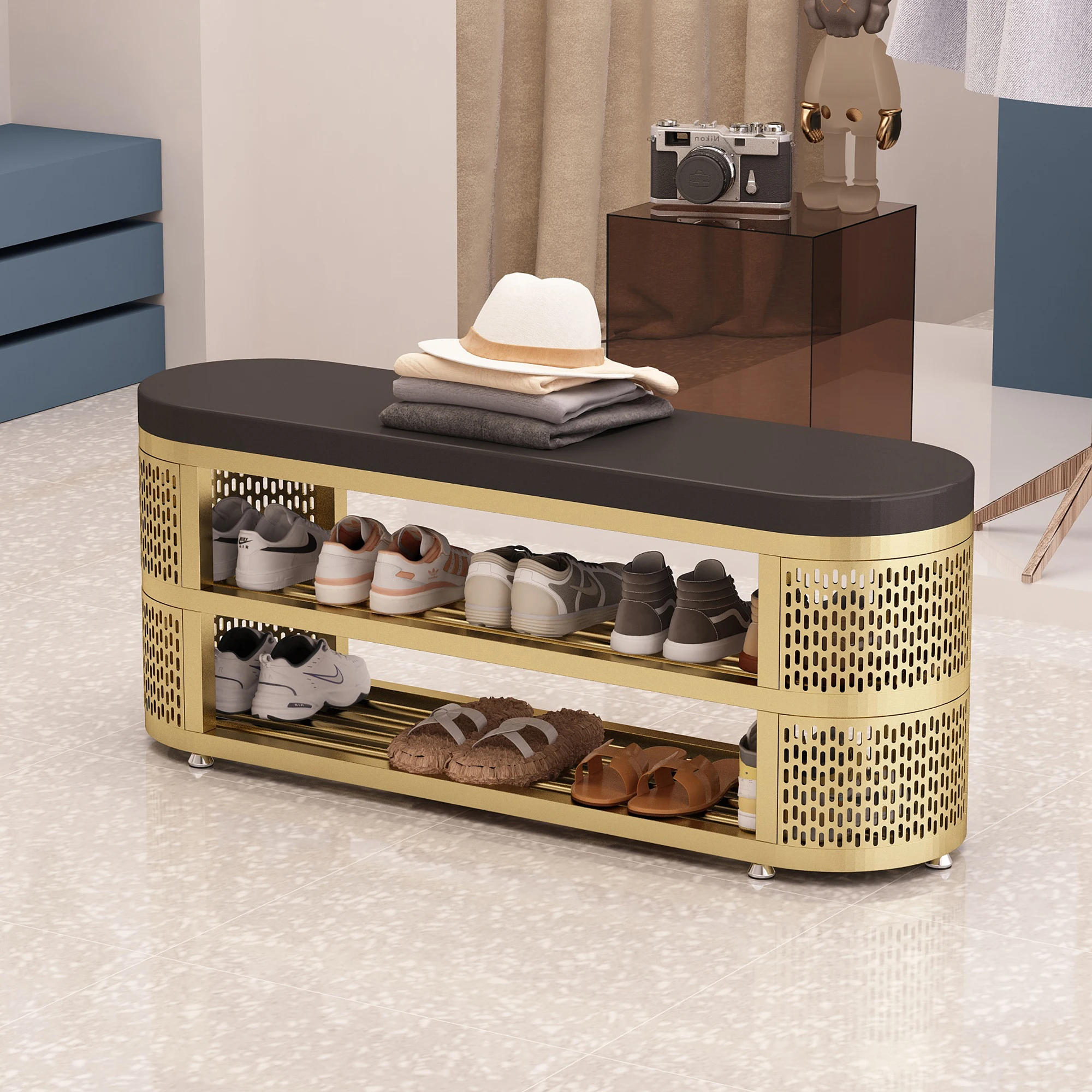 Shoe changing stool, shoe cabinet, entrance stool, shoe rack integrated stool, long stool