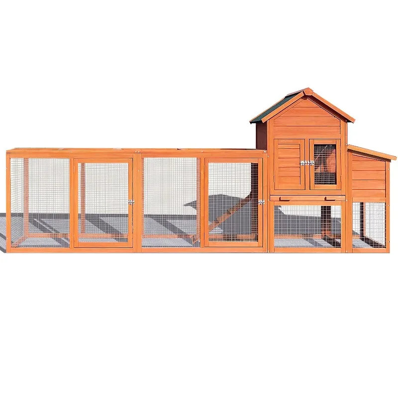 Large Wooden Chicken Coop,Outdoor Hen House with Nesting Box ,Wire Fence Poultry Cage and Aninal Accessories