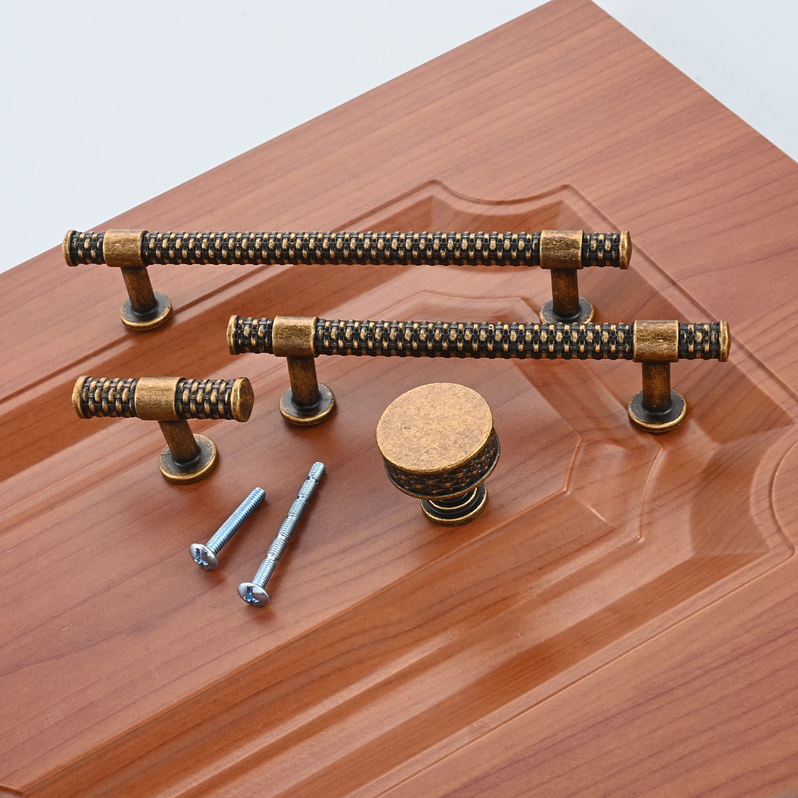 6pcs Antique Brass Cabinet Pulls Retro Kitchen Cupboard Door Handle Simple Wardrobe Drawer Furniture Knobs And Handles